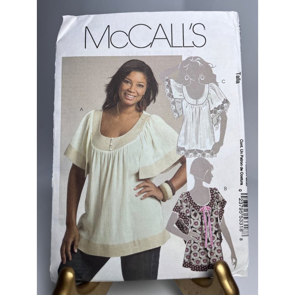 Vintage McCalls M5337 Sewing Pattern Misses Flare Sleeve Tops Size 8-14 Blouse